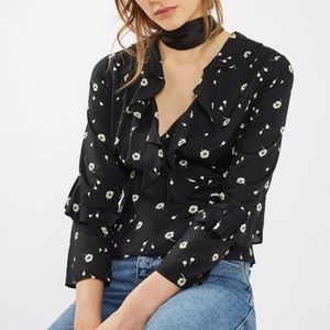 FINAL SALE Topshop Floral Ruffle Top Size 10